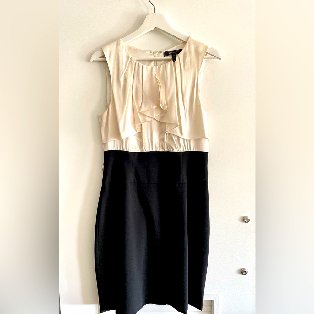 BEIGE and BLACK cocktail/wedding dress!